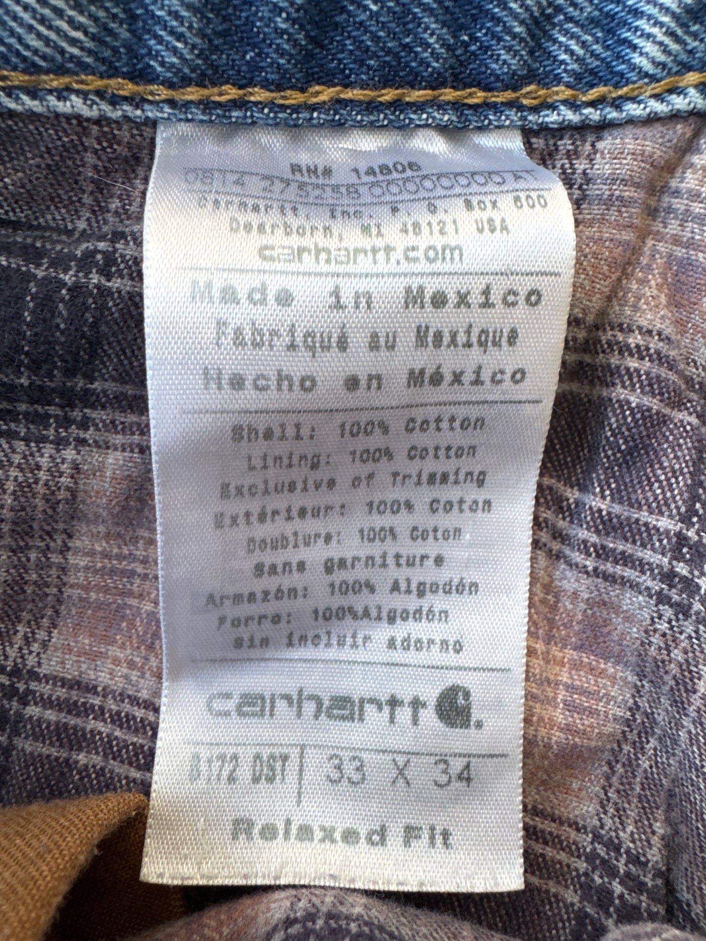 Carhartt Flannel Lined Jeans- 33x34