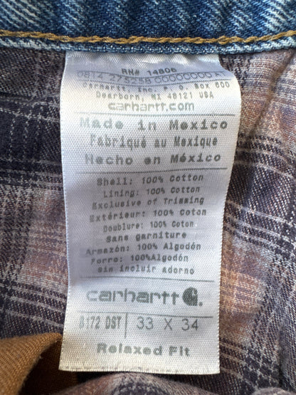 Carhartt Flannel Lined Jeans- 33x34